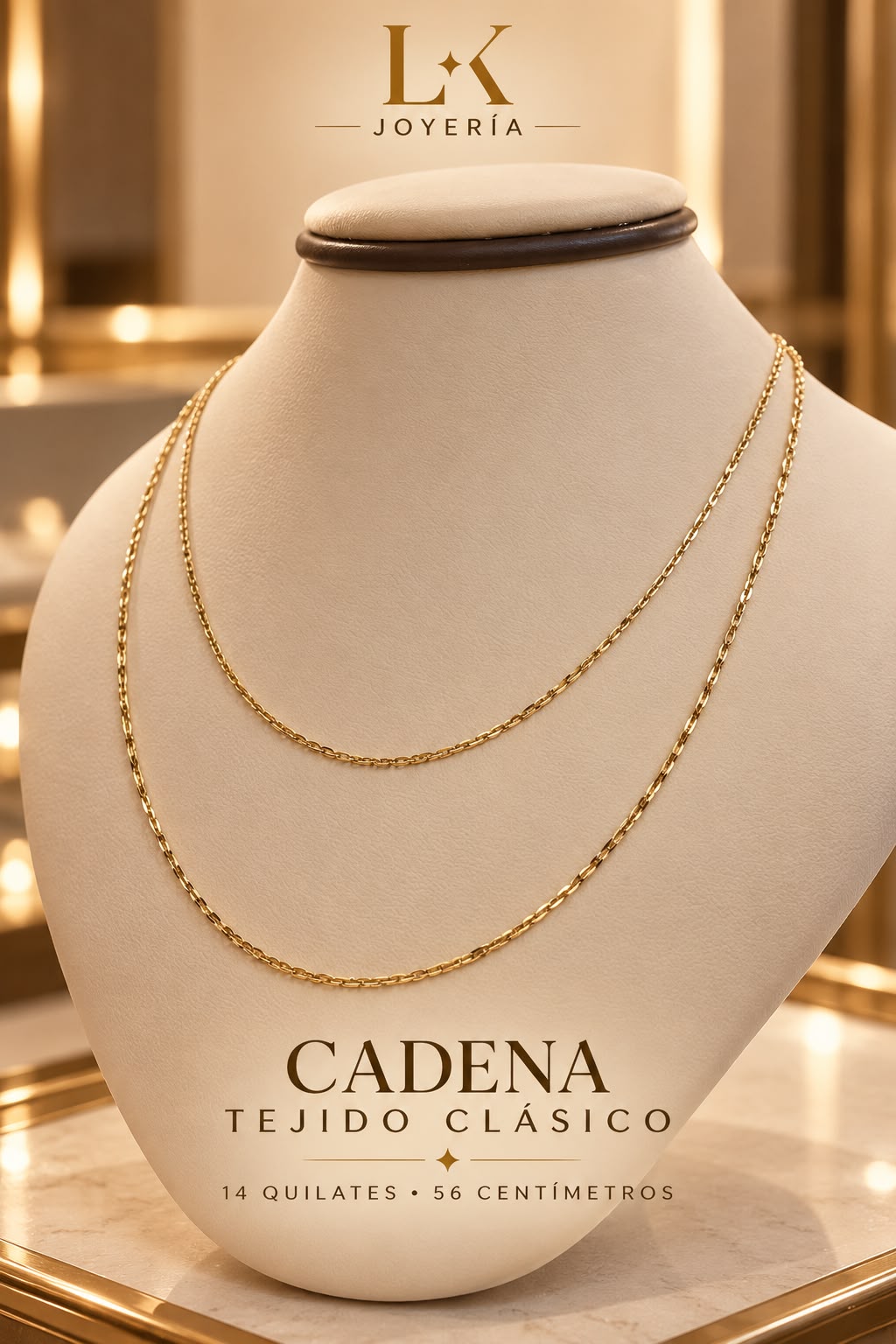 CADENA TEJIDO CLASICO 1.4GR 14K 56CM